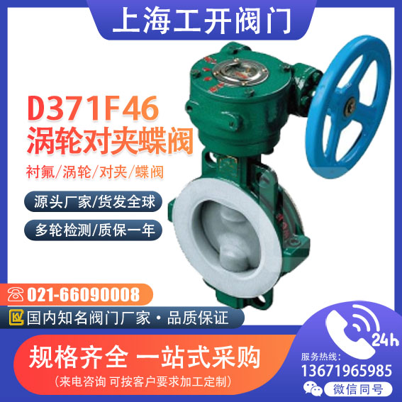 蝶阀  衬氟涡轮对夹蝶阀